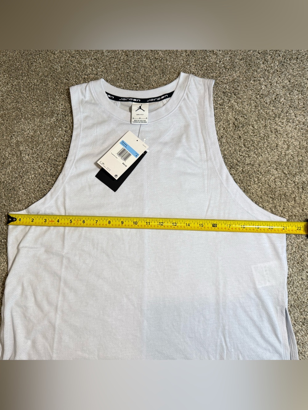Jordan Dri-FIT women’s Tank Top White Breathable Mesh Crew Neck Size M - Picture 6 of 7